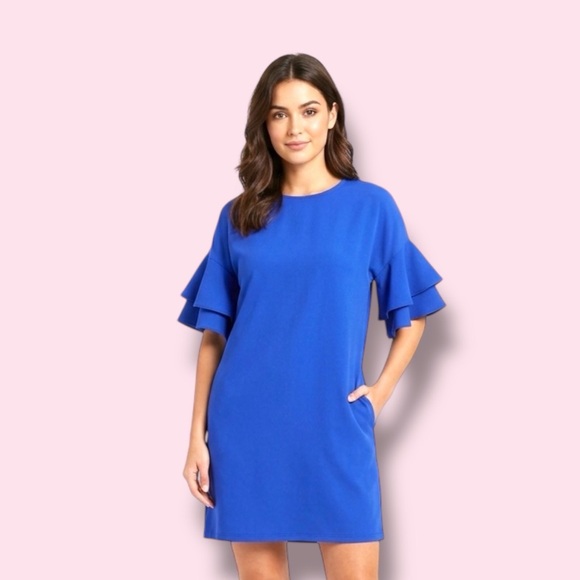 First Love Dresses & Skirts - First Love Cobalt Blue Tiered Ruffle Sleeve Mini Dress